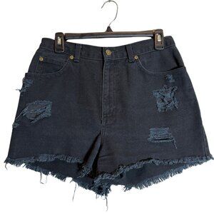 Vintage Jones Sport Distressed Studded Cut Off Denim Jean Shorts Women's 8 Black